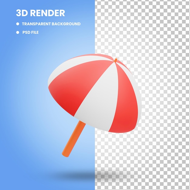 3d 여름 우산 아이콘 그림 렌더링