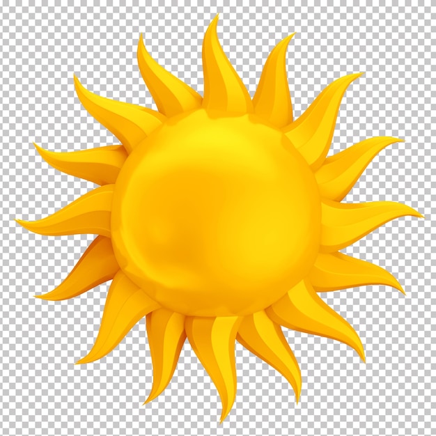 3D Sun Icon with Transparent Background