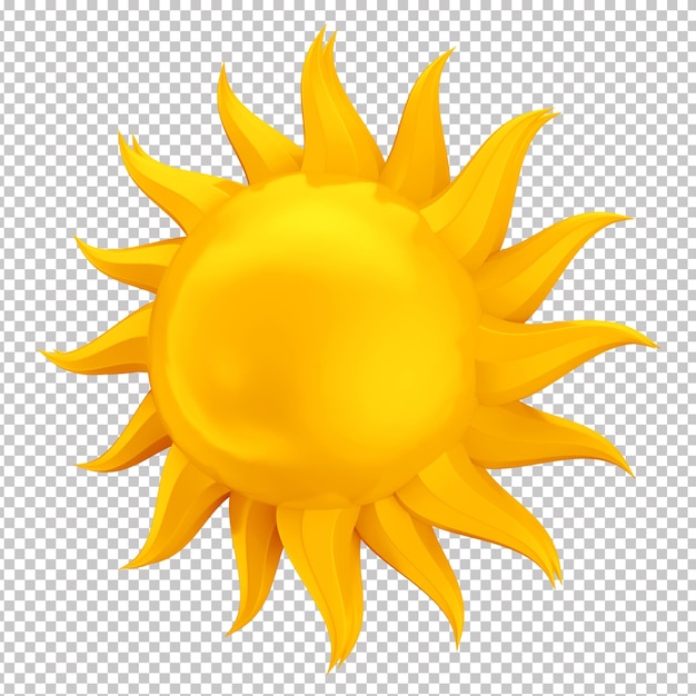 3D Sun Icon with Transparent Background