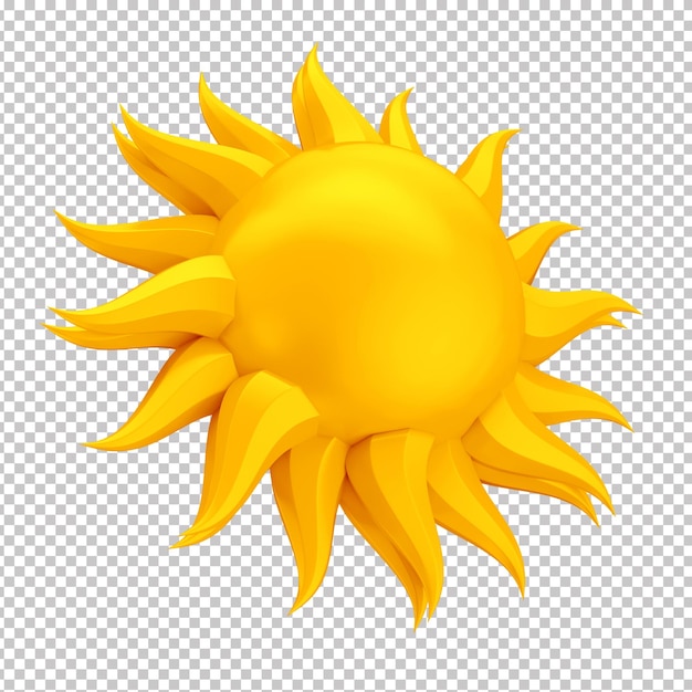 3D Sun Icon with Transparent Background