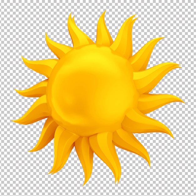 3D Sun Icon with Transparent Background