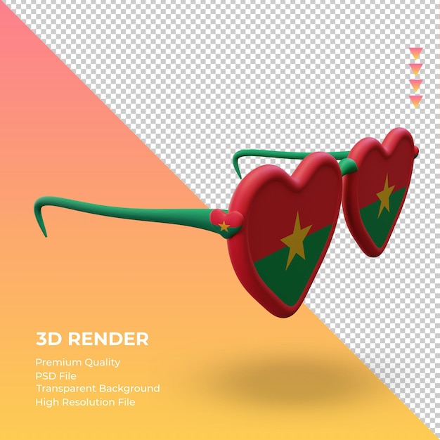 PSD 3d sunglasses love burkina faso flag rendering left view