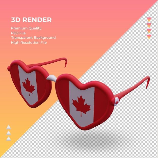 3d sunglasses love canada flag rendering right view