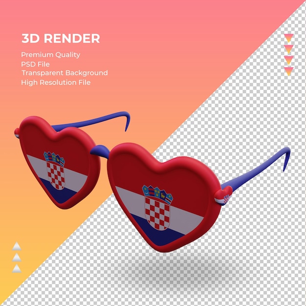 3d sunglasses love croatia flag rendering right view