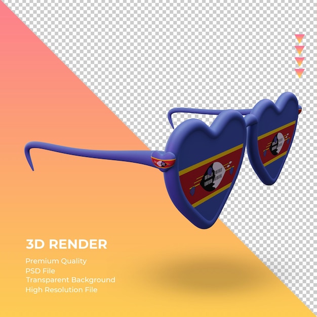 PSD 3d sunglasses love eswatini flag rendering left view