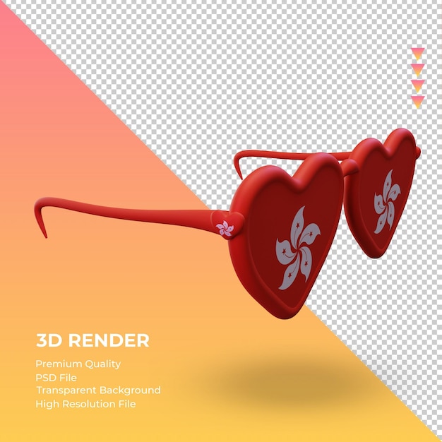 PSD 3d sunglasses love hongkong flag rendering left view