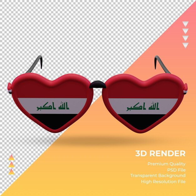 3d sunglasses love iraq flag rendering front view