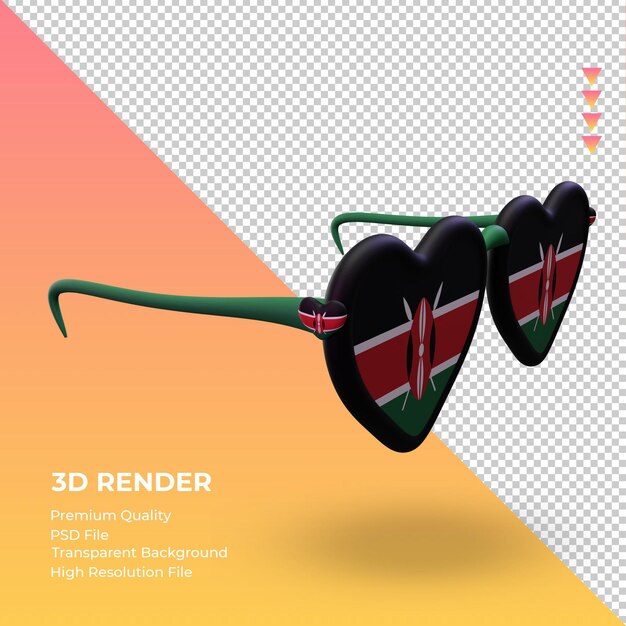 3d sunglasses love kenya flag rendering left view