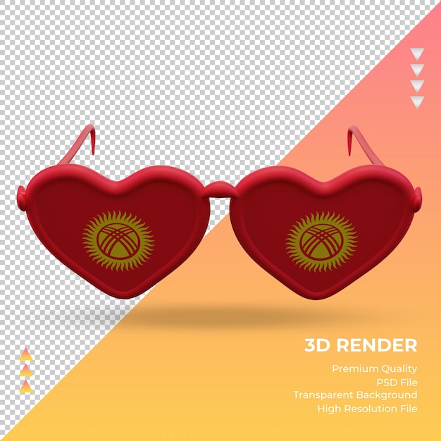 3d sunglasses love kyrgyzstan flag rendering front view