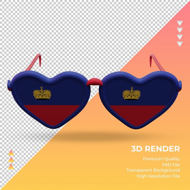 PSD 3d sunglasses love liechtenstein flag rendering front view