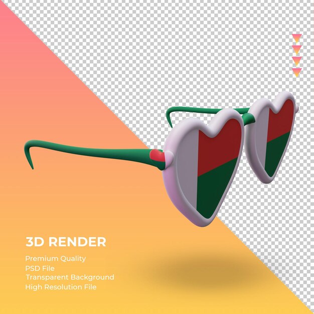 3d sunglasses love madagascar flag rendering left view