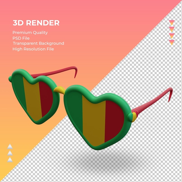 3d sunglasses love mali flag rendering right view