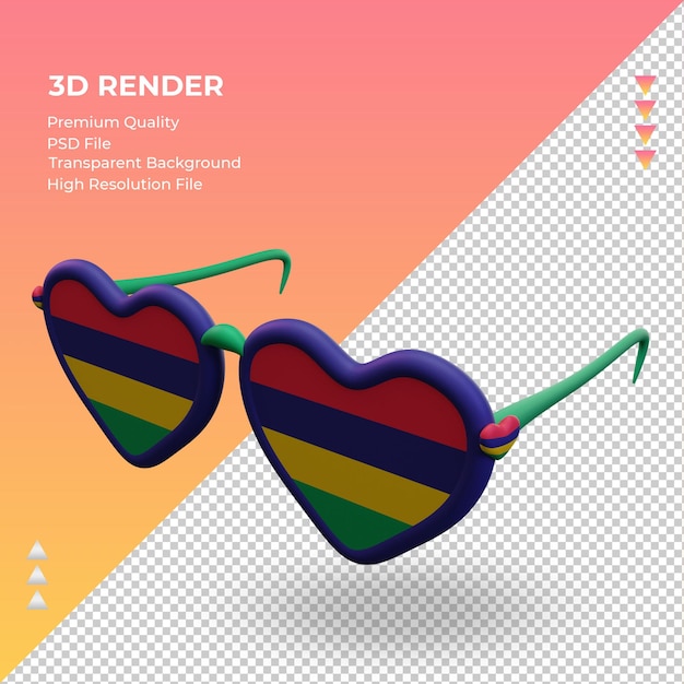 3d sunglasses love mauritius flag rendering right view