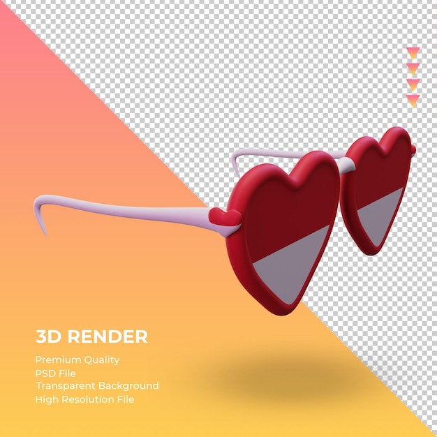 3d sunglasses love monaco flag rendering left view