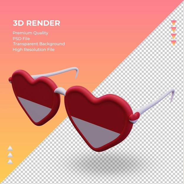 3d sunglasses love monaco flag rendering right view