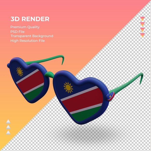 PSD 3d sunglasses love namibia flag rendering right view