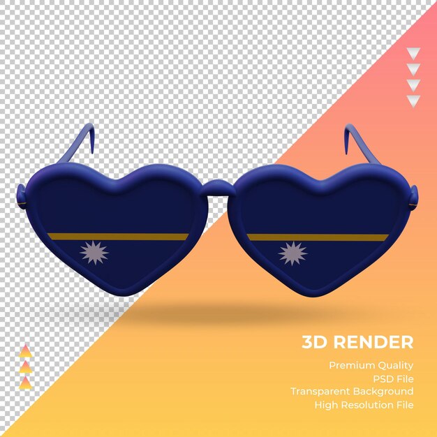 PSD 3d sunglasses love nauru flag rendering front view