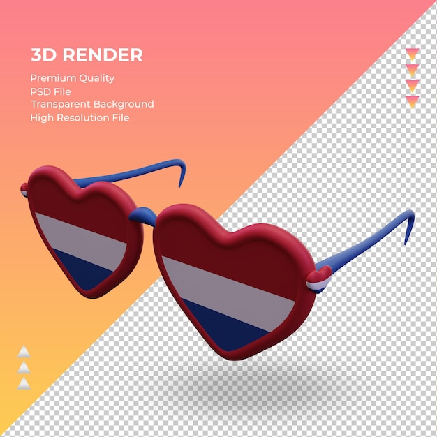 3d sunglasses love netherlands flag rendering right view