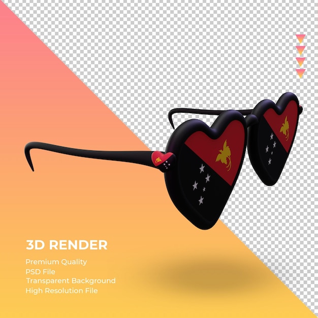 PSD 3d sunglasses love papua new guinea flag rendering left view