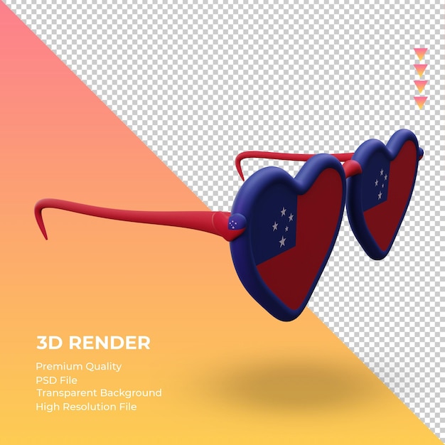 3d sunglasses love samoa flag rendering left view