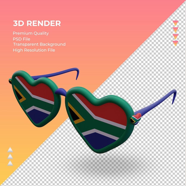3d sunglasses love south africa flag rendering right view