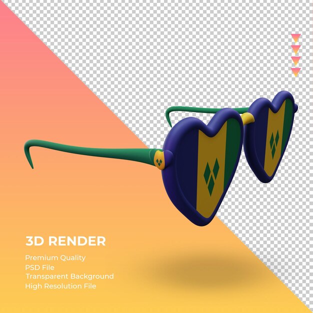 Gli occhiali da sole 3d adorano la vista di sinistra del rendering della bandiera di st vincent e grenadine