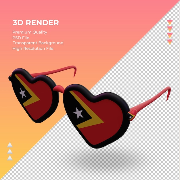 PSD 3d sunglasses love timor leste flag rendering right view