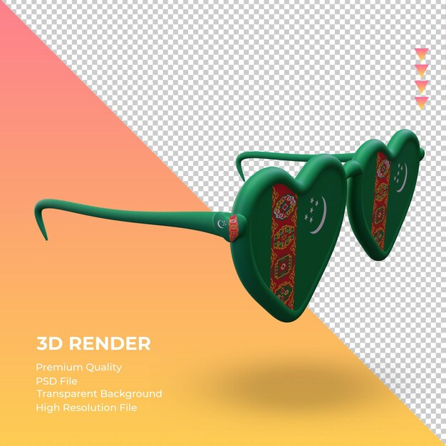 PSD 3d солнцезащитные очки любят рендеринг флага туркменистана вид слева