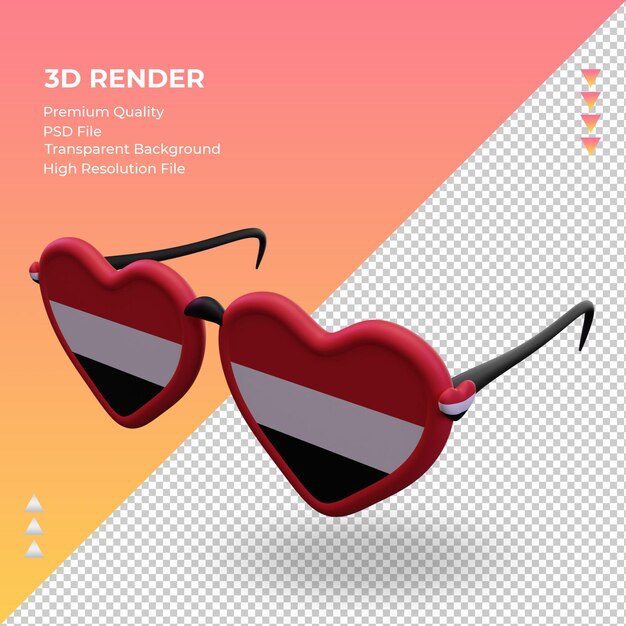 PSD 3d sunglasses love yemen flag rendering right view