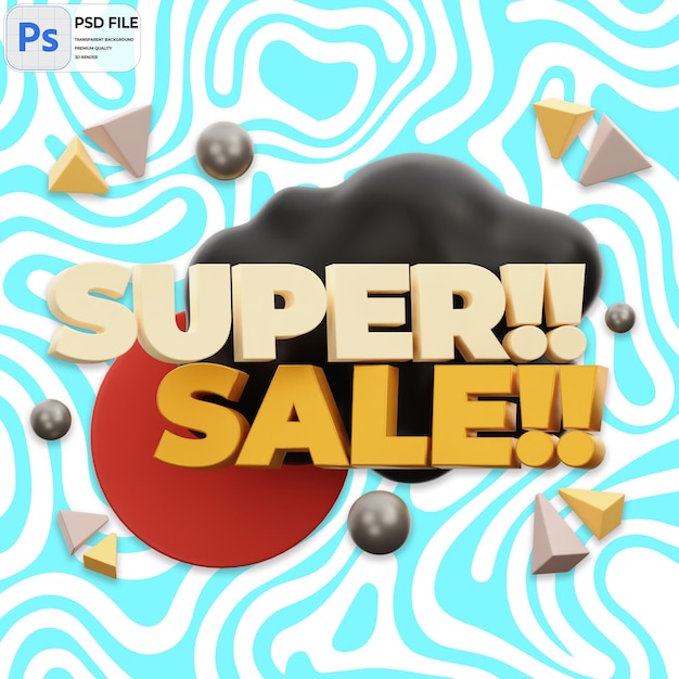 PSD illustrazione 3d super sale render icon isolato png