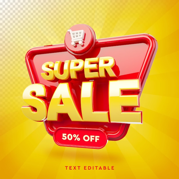 Логотип 3d super sale в 3d-рендеринге