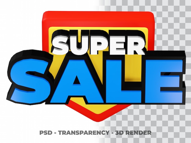 PSD 3d super sale special offer with transparency background