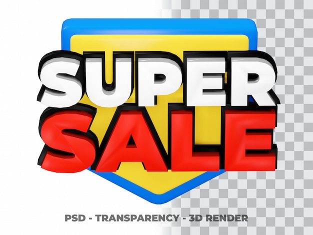 PSD 3d super sale special offer with transparency background