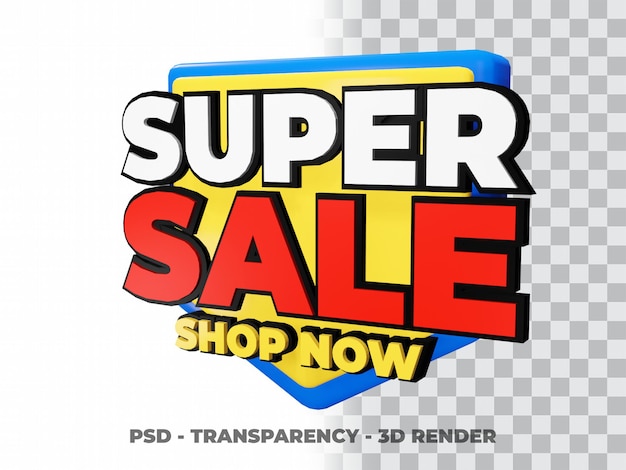 PSD 3d super sale with transparency background