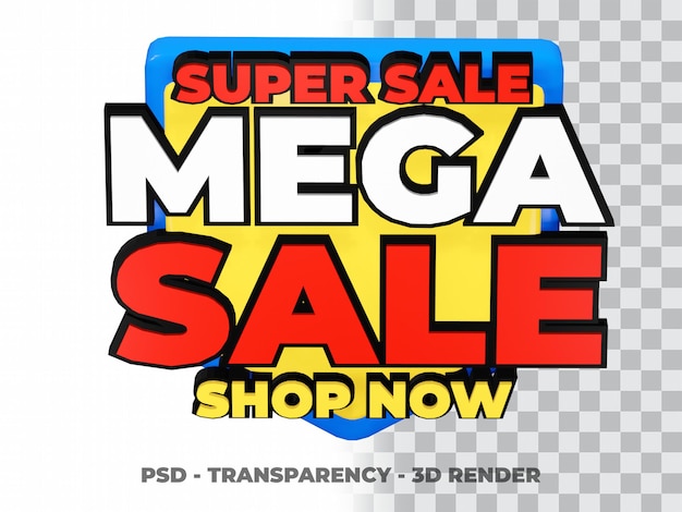 3D SUPER SALE WITH TRANSPARENCY BACKGROUND