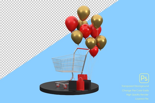 Carrelli per supermercati 3d e palloncini in promozione black friday salesxa