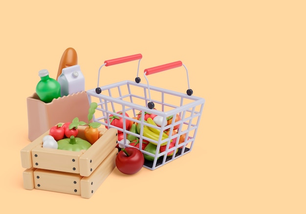 PSD 3d supermarket still life background