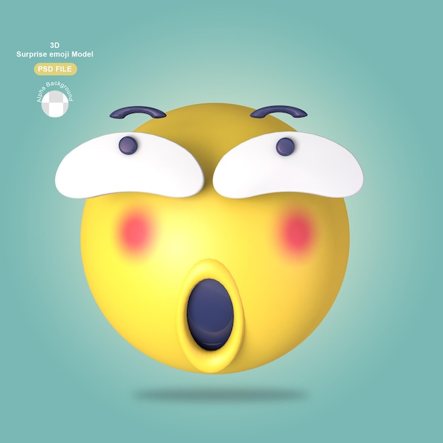 3d surprise emoji rendering