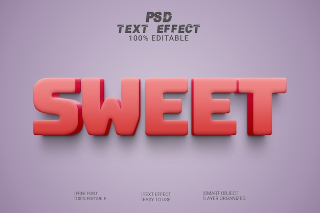 Редактируемый стиль текста 3d sweet psd