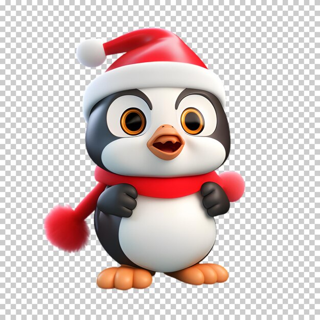 PSD 3d świąteczny pingwin izolowany na przezroczystym tle