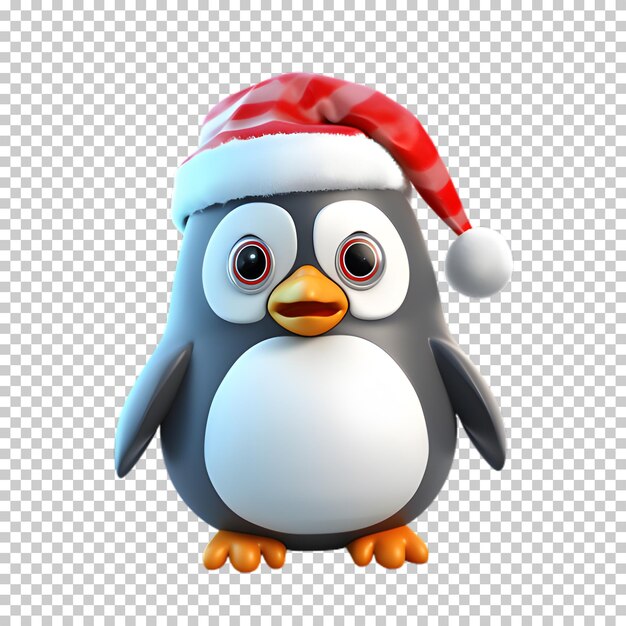 PSD 3d świąteczny pingwin izolowany na przezroczystym tle