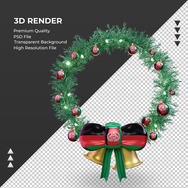 3d świąteczny Wieniec Flaga Afganistanu Renderujący Widok Z Przodu