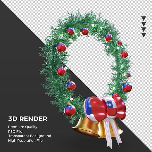 3d świąteczny Wieniec Flaga Chili Renderująca Lewy Widok