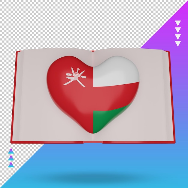 PSD 3d światowy dzień książki flaga omanu renderująca widok z przodu