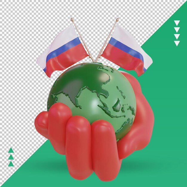 PSD 3d światowy dzień ochrony środowiska rosyjska flaga renderująca widok z przodu
