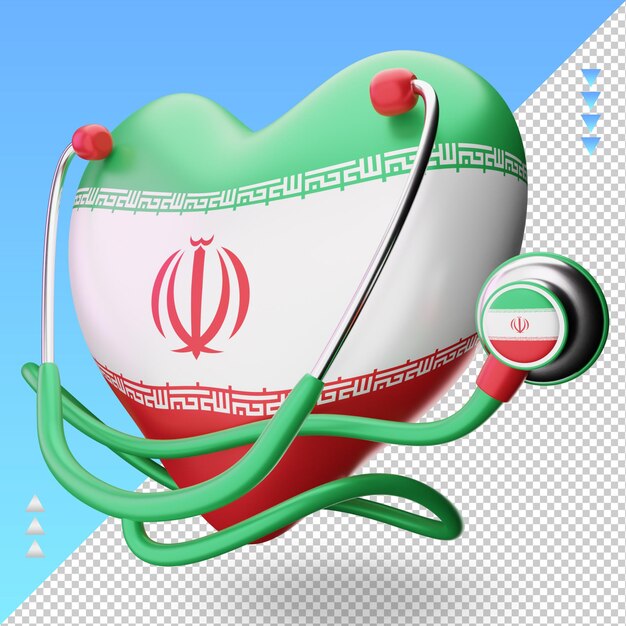 3d światowy Dzień Zdrowia Flaga Iranu Renderujący Prawy Widok