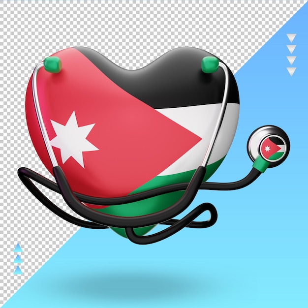 PSD 3d światowy dzień zdrowia flaga jordanii renderujący widok z przodu