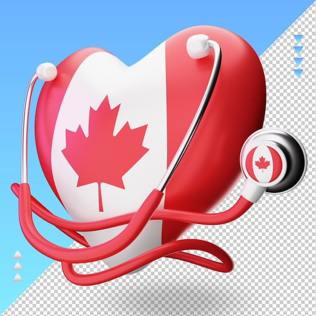 3d światowy Dzień Zdrowia Flaga Kanady Renderujący Prawy Widok