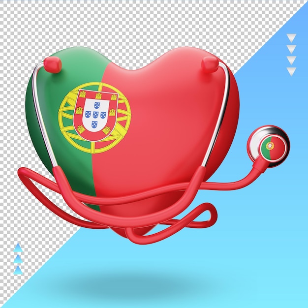 PSD 3d światowy dzień zdrowia flaga portugalii renderująca widok z przodu