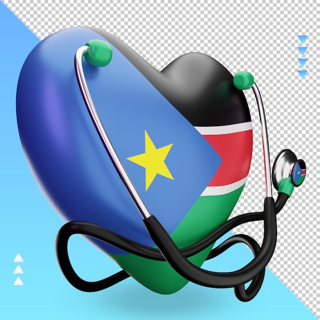 PSD 3d światowy dzień zdrowia flaga sudanu południowego renderujący widok z lewej strony